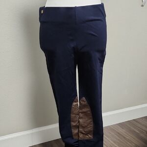 Ralph Lauren Black Label Women’s Navy Faux Leather Trim Leggings